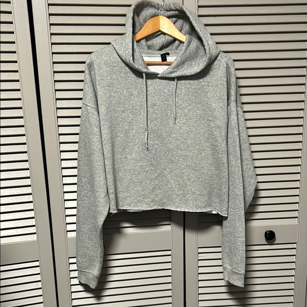 Urban Outfitters Gray Long Sleeve Cropped Hoodie